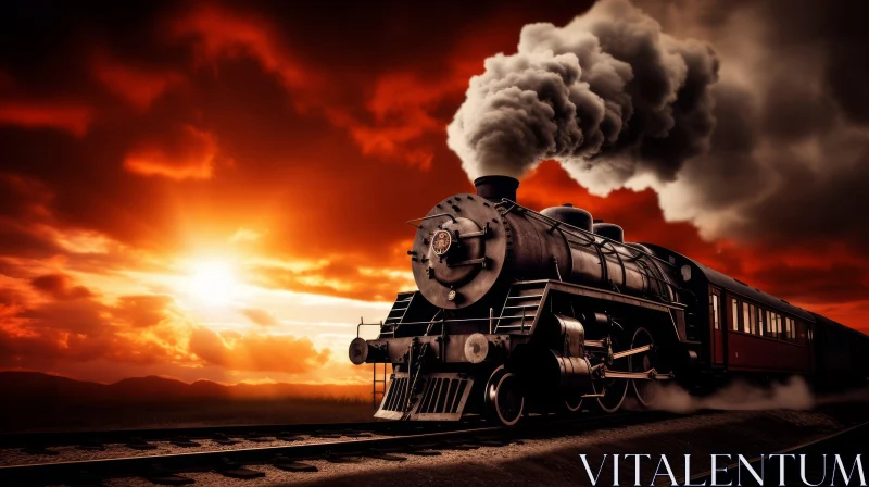 AI ART Sunset Steam Locomotive Journey