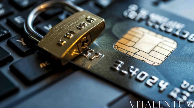 Captivating Composition: Black Credit Card with Gold Computer Chip on Laptop Keyboard AI Image