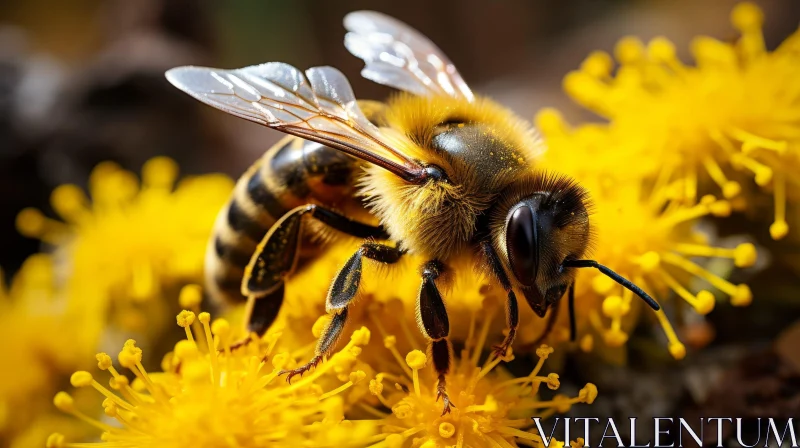 AI ART Close-up Honeybee on Flower - Nature Photography