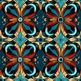 Colorful Floral Pattern on Dark Blue Background