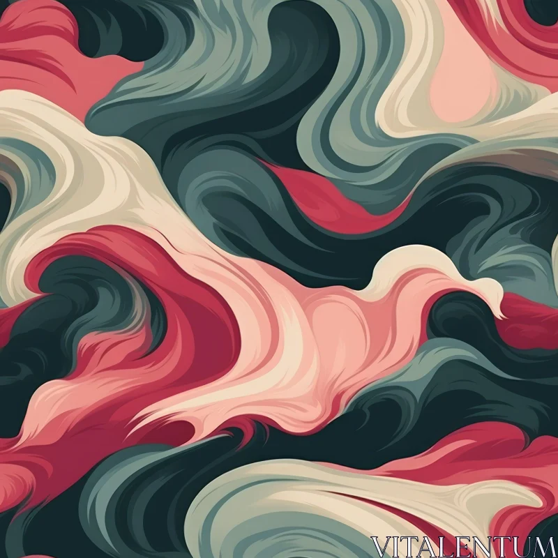Dynamic Abstract Painting in Pink, Blue, and Green AI Image