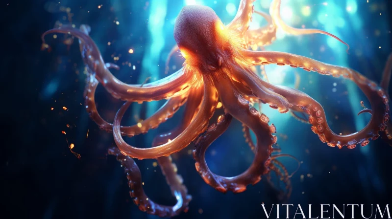 AI ART Enigmatic Orange Octopus in Dreamlike Setting