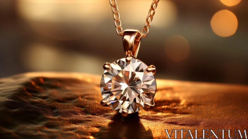 AI ART Exquisite Diamond Pendant on Gold Chain