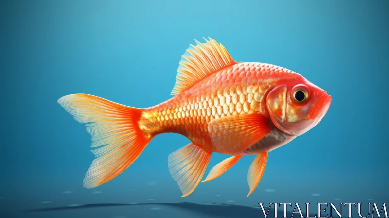 Graceful Goldfish Swimming in Blue Water AI Image