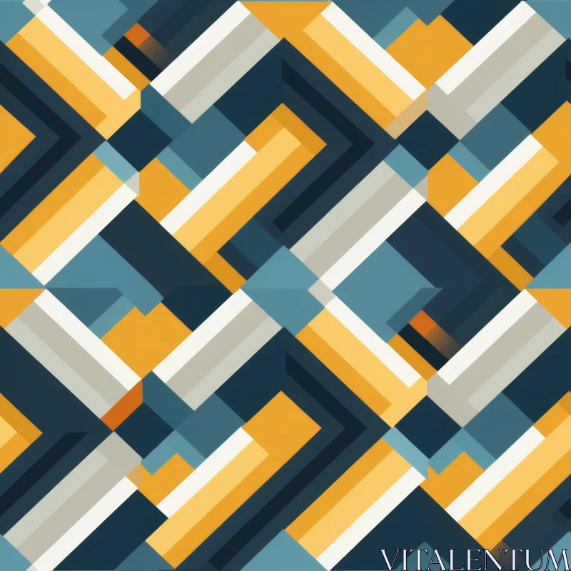 Retro Geometric Pattern in Blue, Yellow, and Gray AI Image