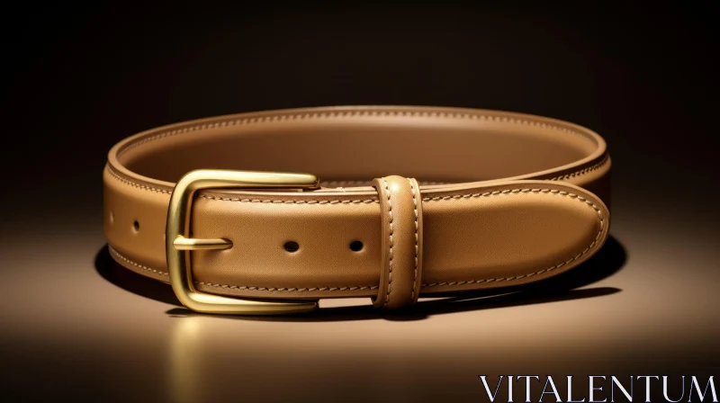 Brown Leather Belt with Gold Buckle - Fashion Accessory AI Image