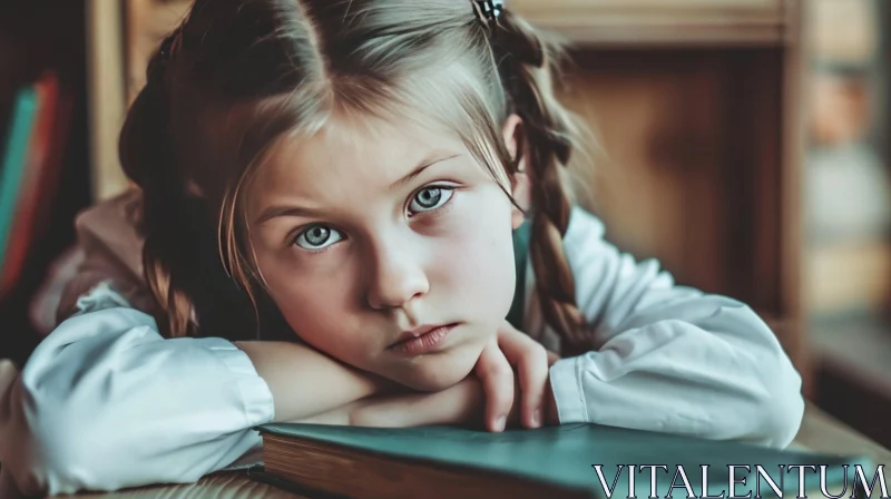 Captivating Portrait of a Pensive Young Girl AI Image