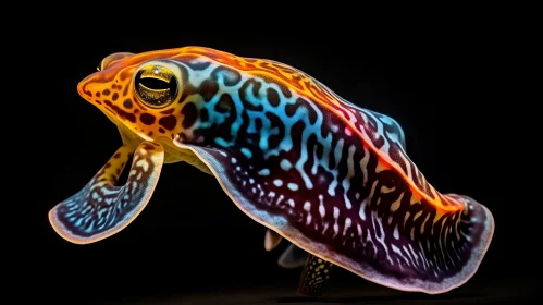 Colorful 3D Dumbo Octopus Swimming in Dark Ocean