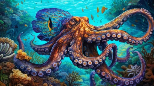 Colorful Octopus Painting - Underwater Sea Life Artwork
