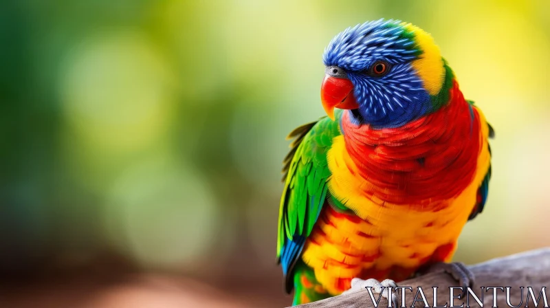 AI ART Colorful Parrot on Branch - Eye-Catching Image