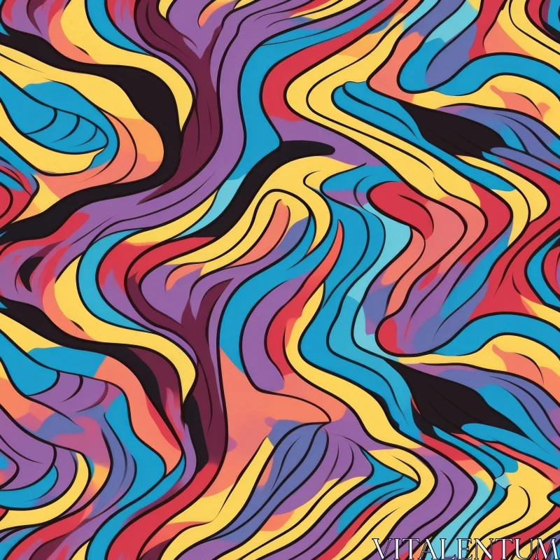 AI ART Colorful Wavy Stripes Seamless Pattern - Abstract Design