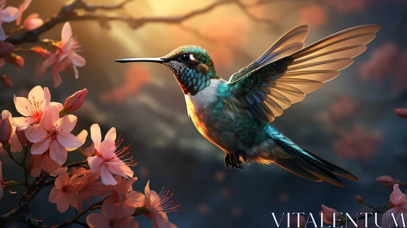 Hummingbird in Flight Painting - Nature Artwork AI Image