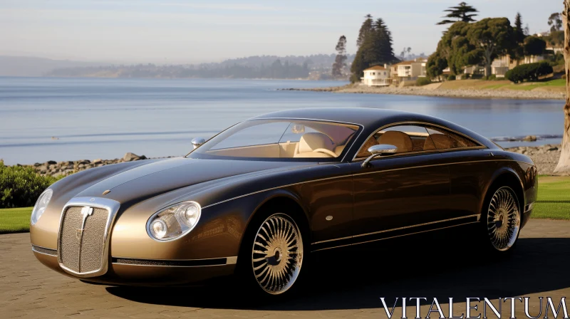 Luxurious Car by the Sea: Refined Elegance and Avian-Themed Opulence AI Image
