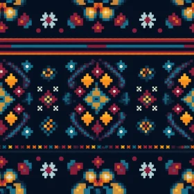 Pixelated Floral Pattern - Cheerful and Colorful Design
