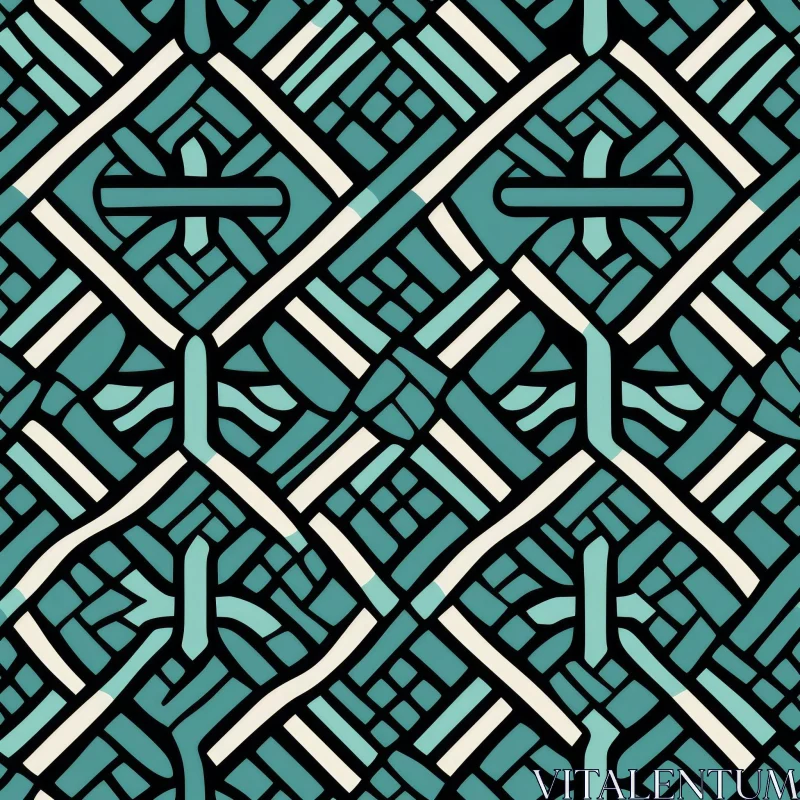 Stylish Geometric Teal Blue White Pattern AI Image