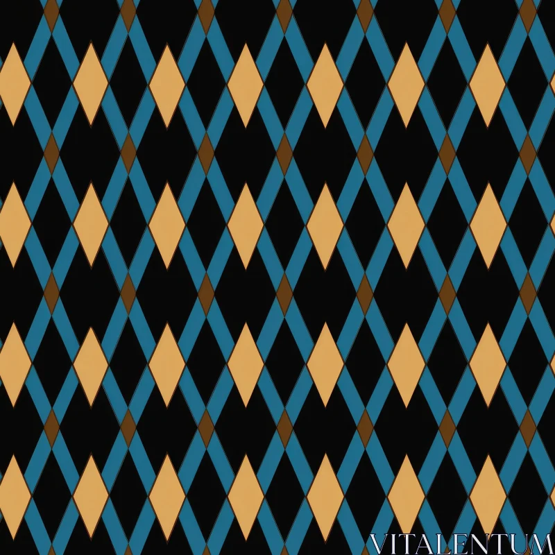 AI ART Symmetrical Diamond Pattern in Blue, Brown, and Yellow