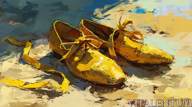 AI ART Yellow Shoes Painting on Beach