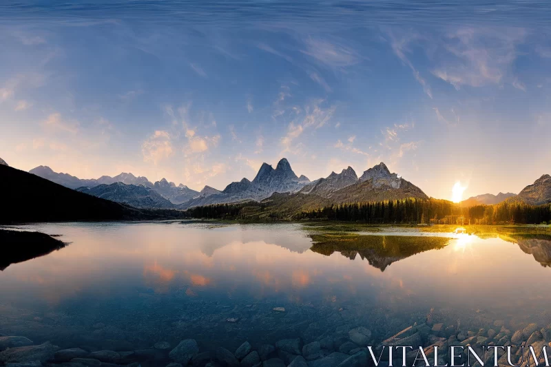 Captivating Mountain Landscape with Serene Lake | Sunrise Reflection AI Image