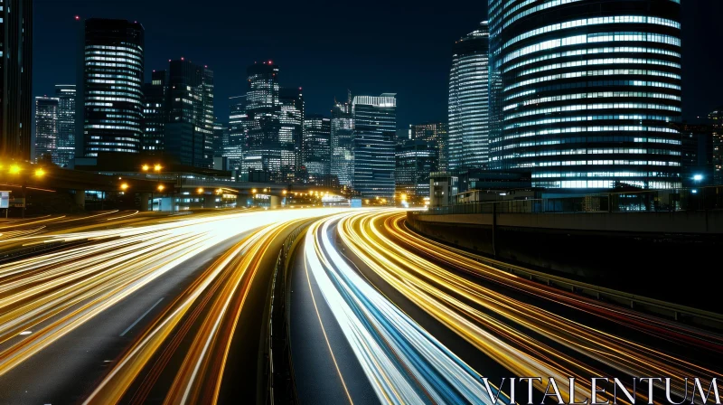 City Night Traffic - Urban Lightscape Photography AI Image