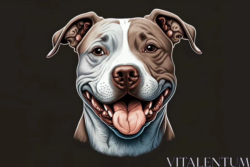 Colorful Caricature Portrait of a Pit Bull Dog AI Image