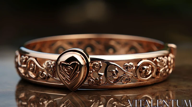 Exquisite Yellow Gold Bracelet with Heart-shaped Clasp AI Image