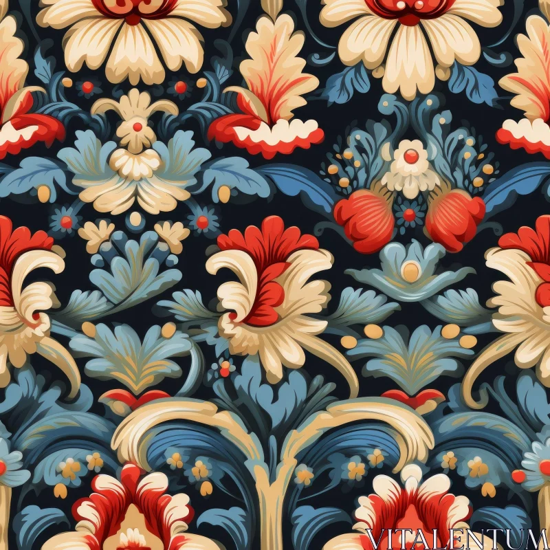 Floral Pattern with Stylized Flowers AI Image