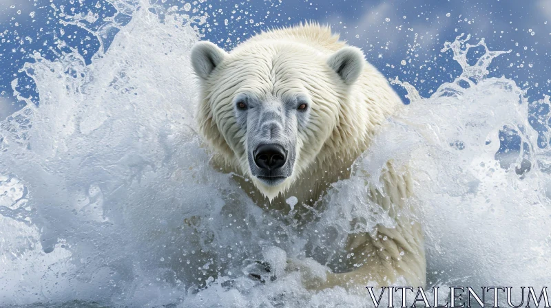 Majestic Polar Bear in Arctic Waters AI Image
