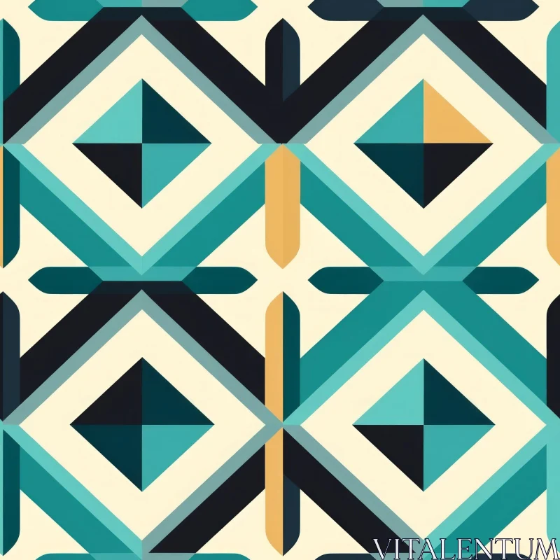 AI ART Modern Geometric Pattern with Teal and Mustard Yellow