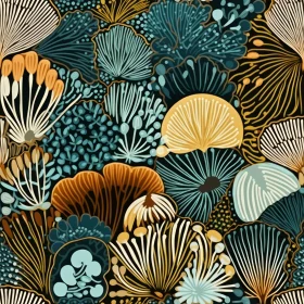 Retro Hand-Painted Floral Pattern in Blue and Orange