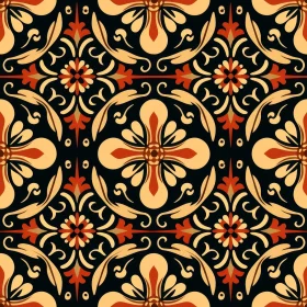 Square Decorative Tiles Pattern - Floral & Geometric Motifs