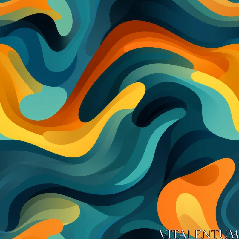 Blue, Orange, Yellow Abstract Painting | Modern Art Decor AI Image