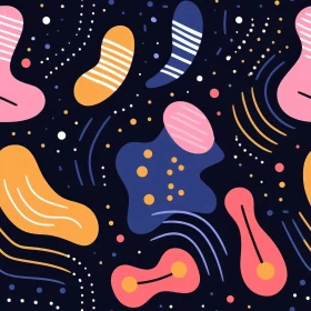 Colorful Abstract Shapes and Polka Dots Pattern