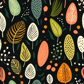 Colorful Leaves and Berries Seamless Pattern