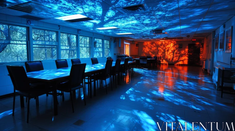 Enchanting Blue and Orange Lighting in a Room | Captivating Patterns and Vibrant Colors AI Image