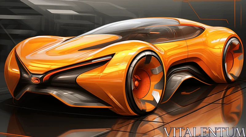 AI ART Futuristic Orange Car - Abstract Space Environment