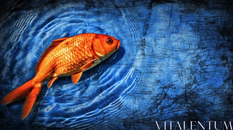 Graceful Goldfish Swimming in Serene Blue Pond AI Image