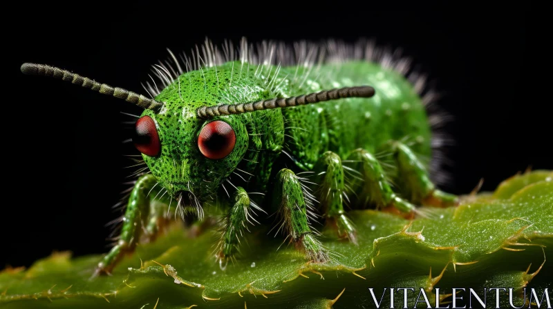 AI ART Green Bug on Leaf