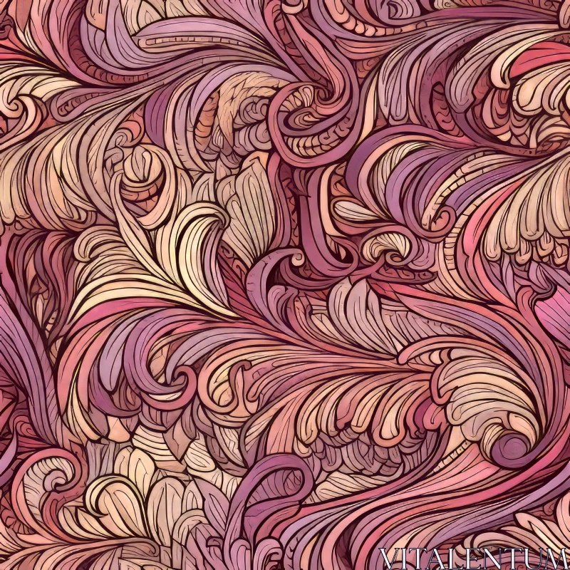 Intricate Pink and Purple Floral Pattern AI Image