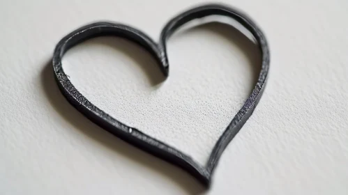 Black Metal Heart-Shaped Frame on White Textured Background