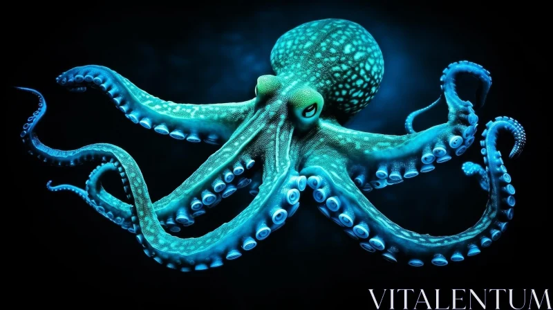Blue Octopus Digital Painting AI Image