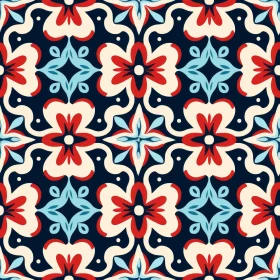 Colorful Floral Tile Pattern for Backgrounds and Prints