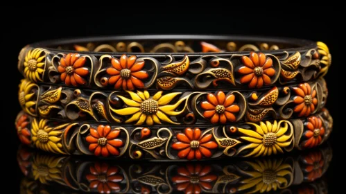 Floral Design Bangles - Fashion Jewelry Close-up
