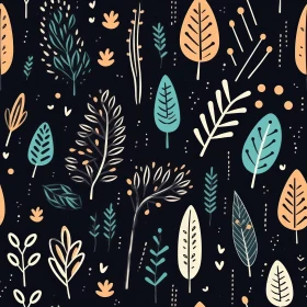 Hand-Drawn Leaves and Branches Seamless Pattern