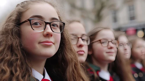 Stunning Portrait of Four Teenage Girls in School Uniforms