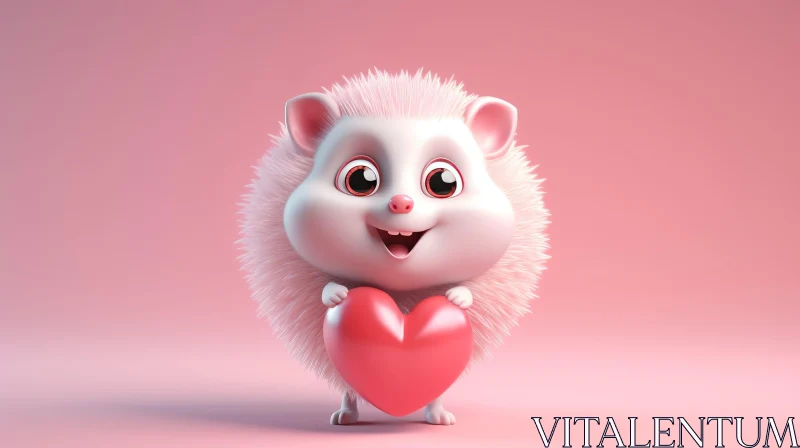AI ART Adorable Cartoon Hedgehog Holding Heart