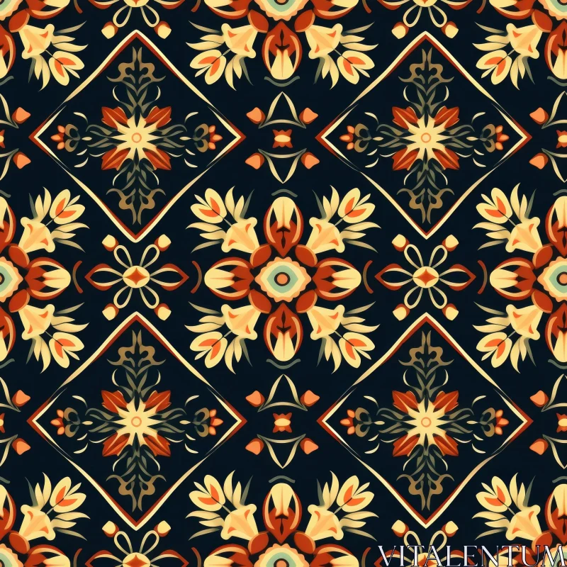 Blue Floral Tile Pattern - Seamless Design AI Image