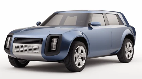 Blue Futuristic SUV - Classic Japanese Simplicity | Hyperrealism Art