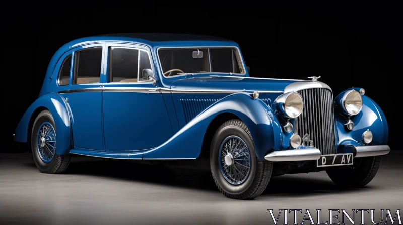 Captivating Art: Old Blue Bentley in Mysterious Setting AI Image