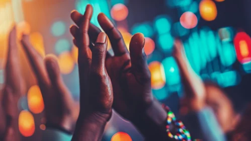 Captivating Image of People Clapping Hands in Dimly Lit Room