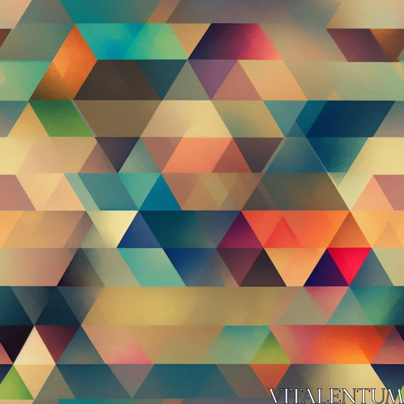 Colorful Triangle Geometric Pattern on Beige Background AI Image